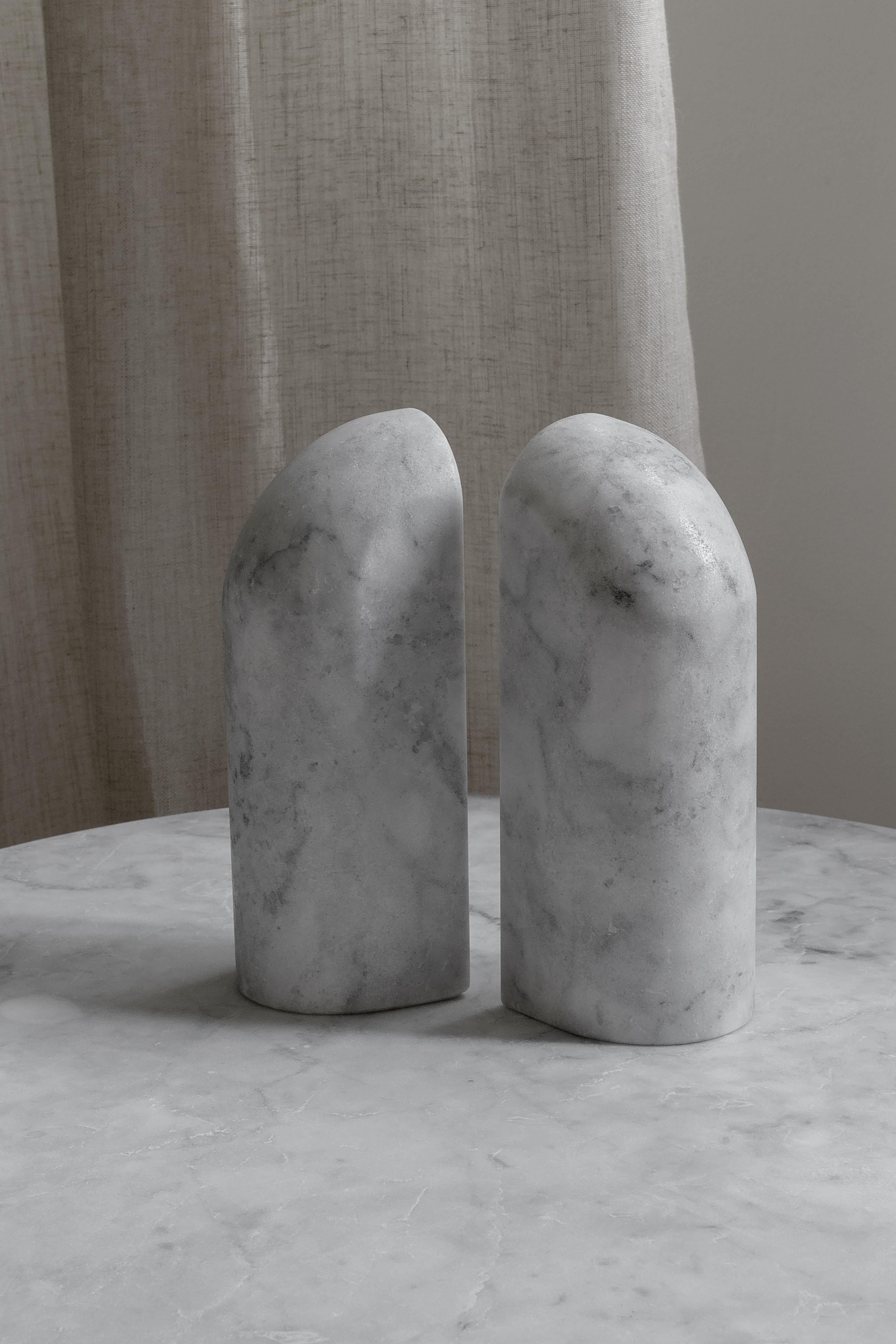Mexican Menhir White Marble Carved Bookend For Sale