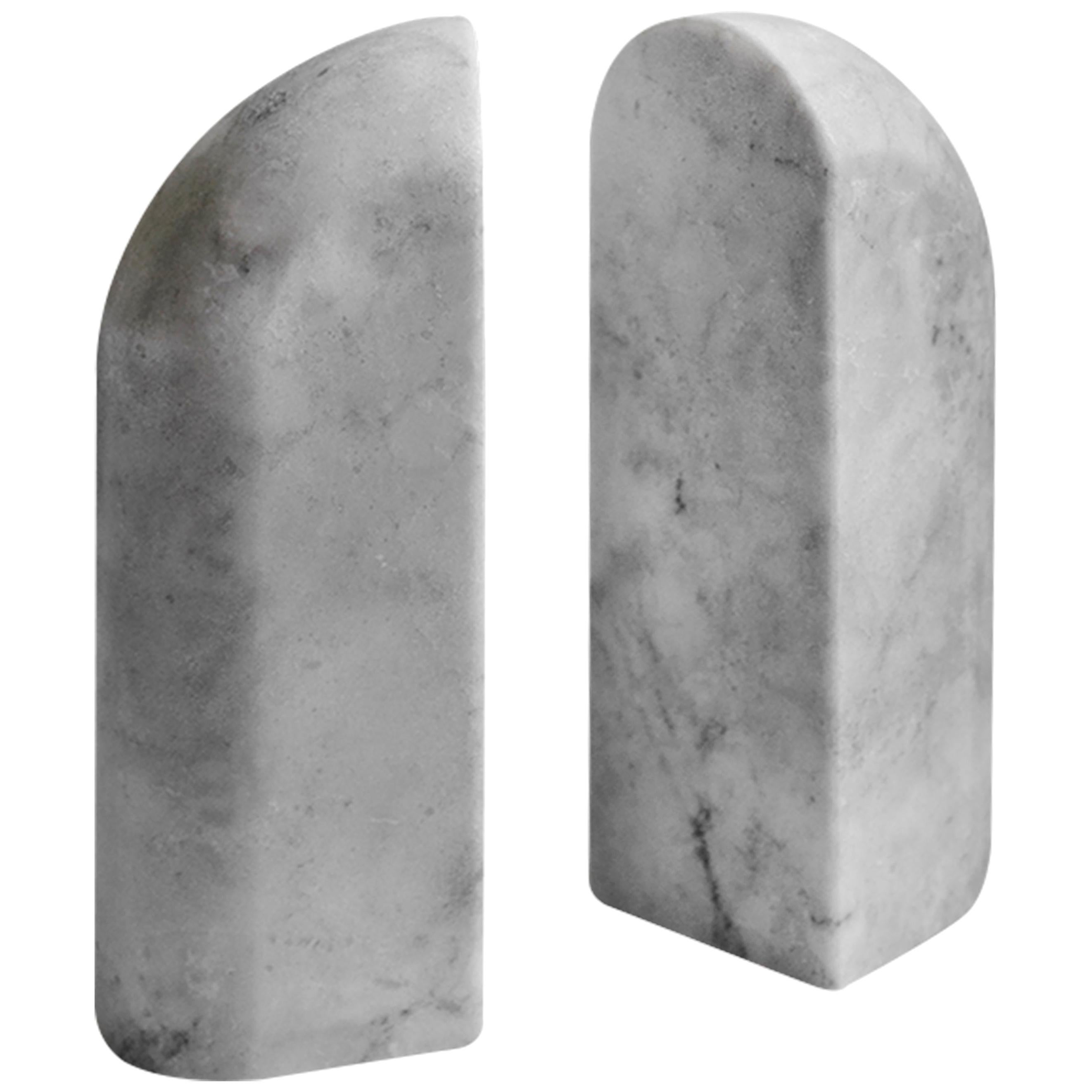 Menhir White Marble Carved Bookend For Sale