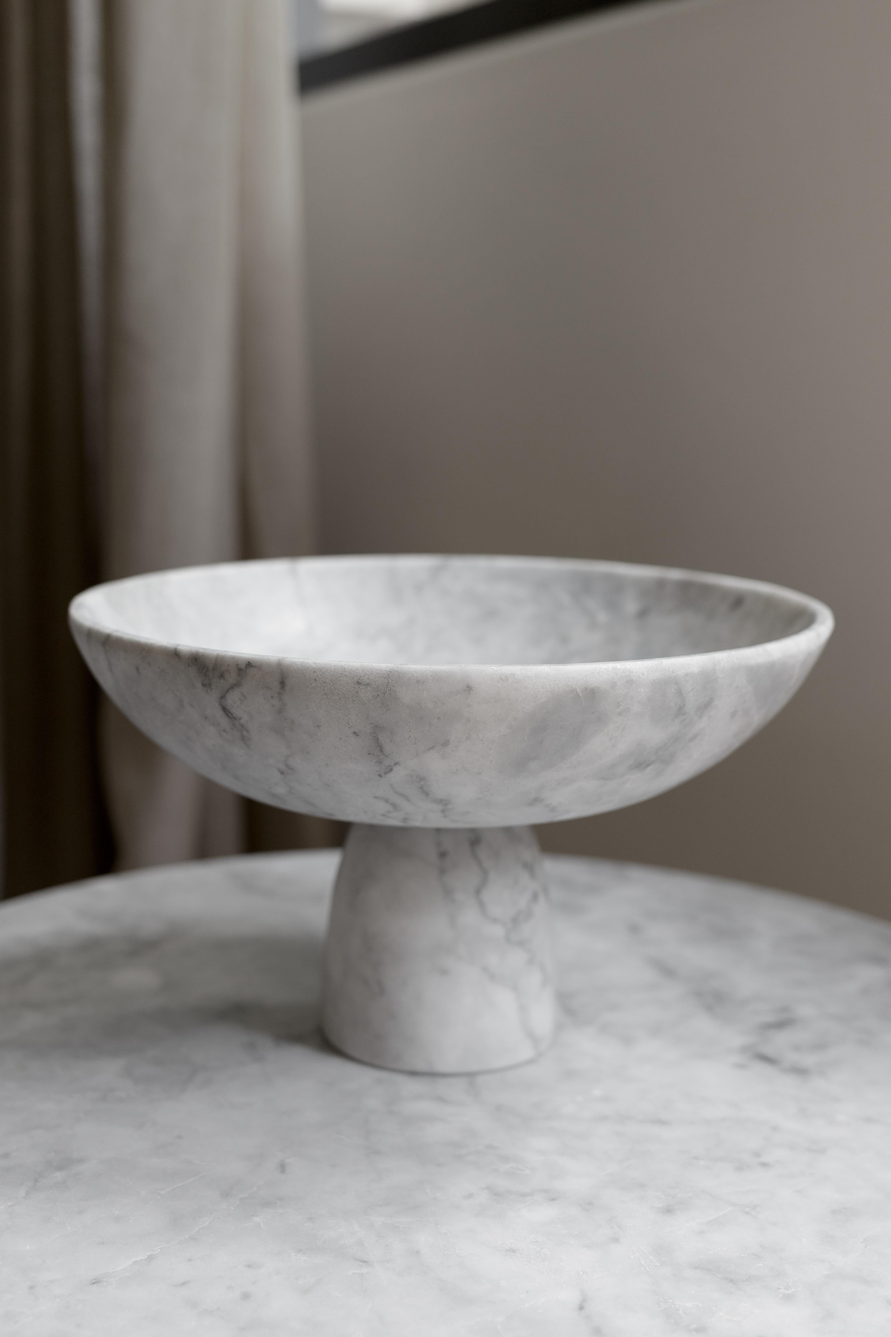 Modern Menhir White Marble Carved Bowl For Sale