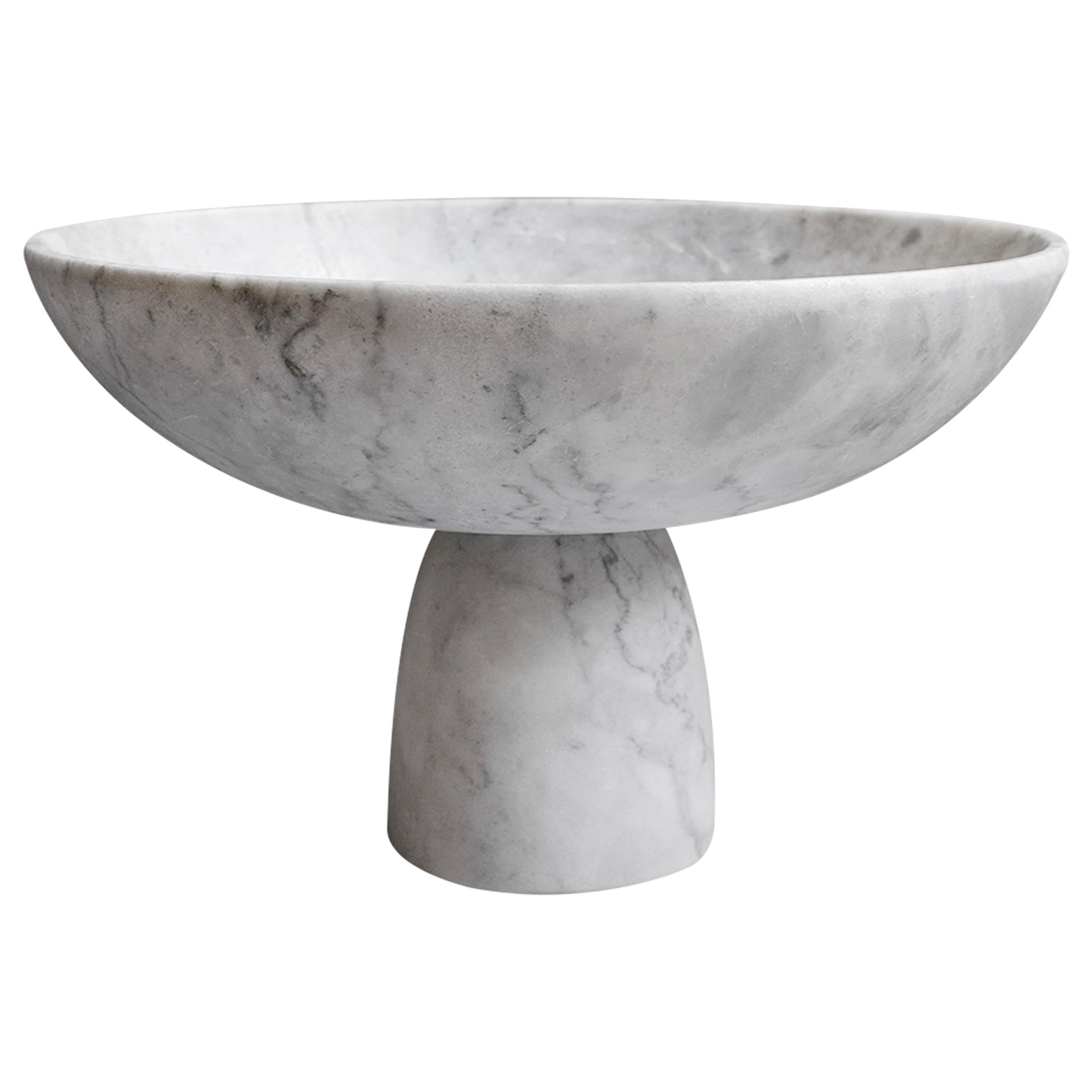 Menhir White Marble Carved Bowl For Sale