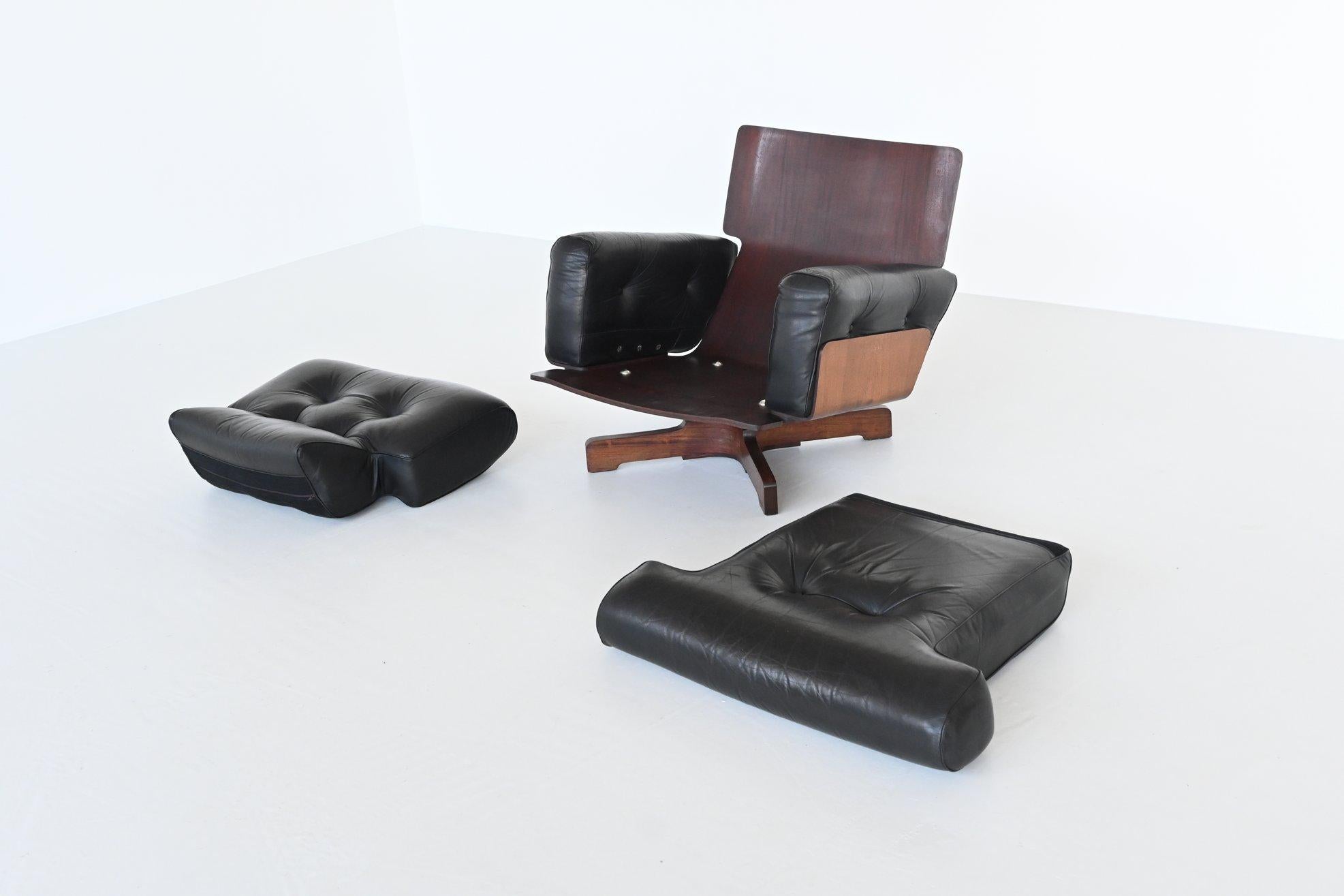 Menilio Taro Model 401 Rosewood Lounge Chair Cinova, Italy, 1964 7
