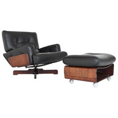 Menilio Taro Model 401 Rosewood Lounge Chair Set Cinova, Italy, 1964