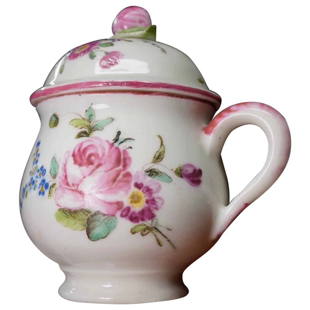 Mennecy Custard Cup and Cover, Flowers, circa 1760 For Sale