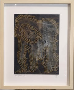 Contemporary Aboriginal Inspired Abstract. Acrylic on Linen on Card.