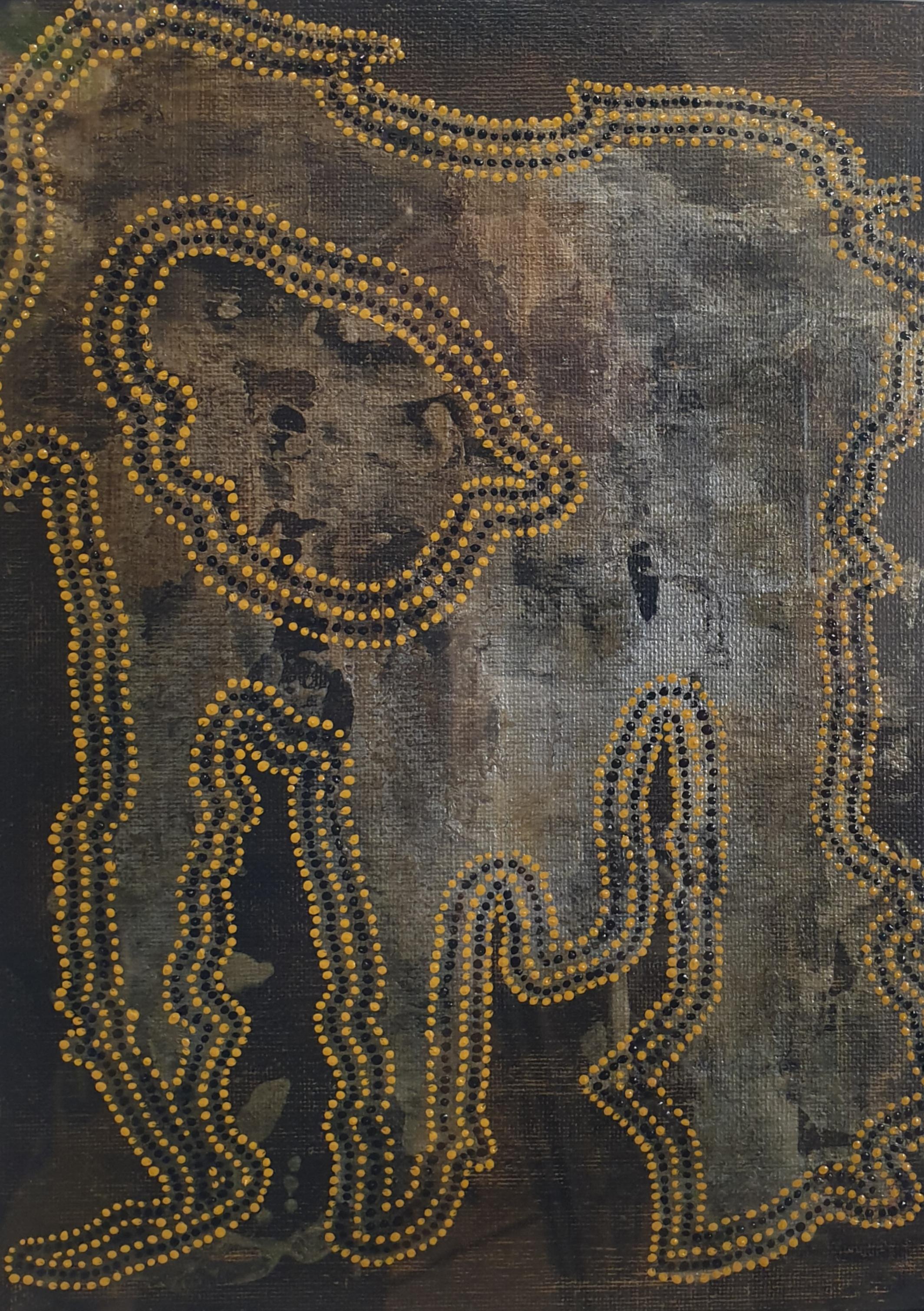 Zeitgenössisch von der Aborigine inspirierte abstrakte Skulptur.