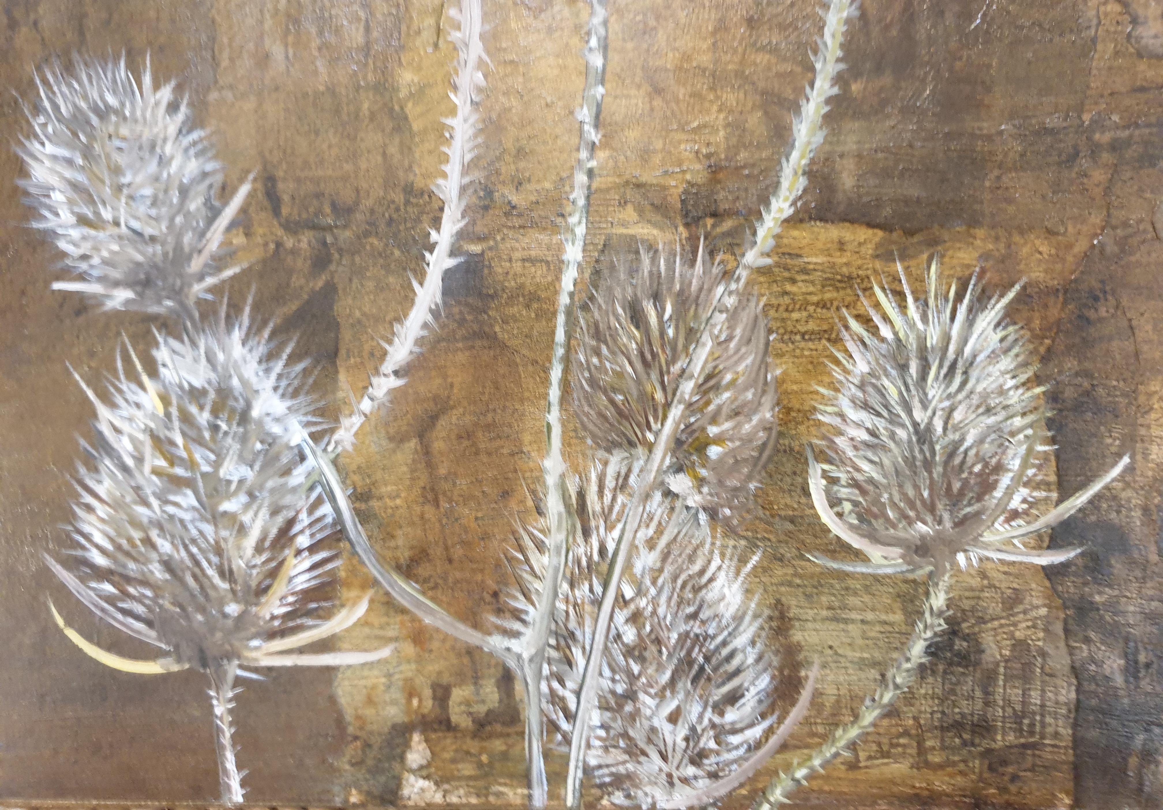 Los cardos. Botánica contemporánea Óleo, acrílico y técnica mixta sobre tabla. - Mixed Media Art Contemporáneo de Menno Modderman 