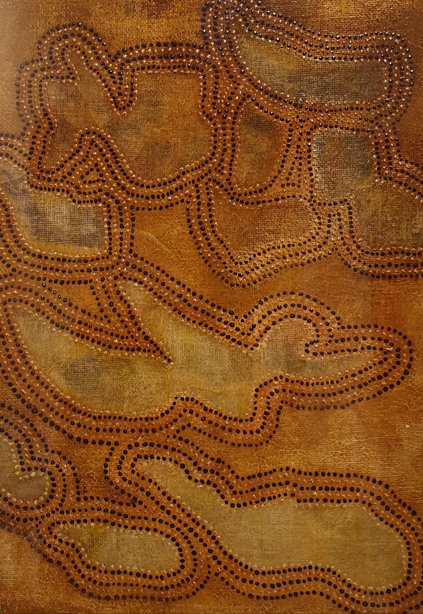Abstrait contemporain d'inspiration aborigène. - Painting de Menno Modderman