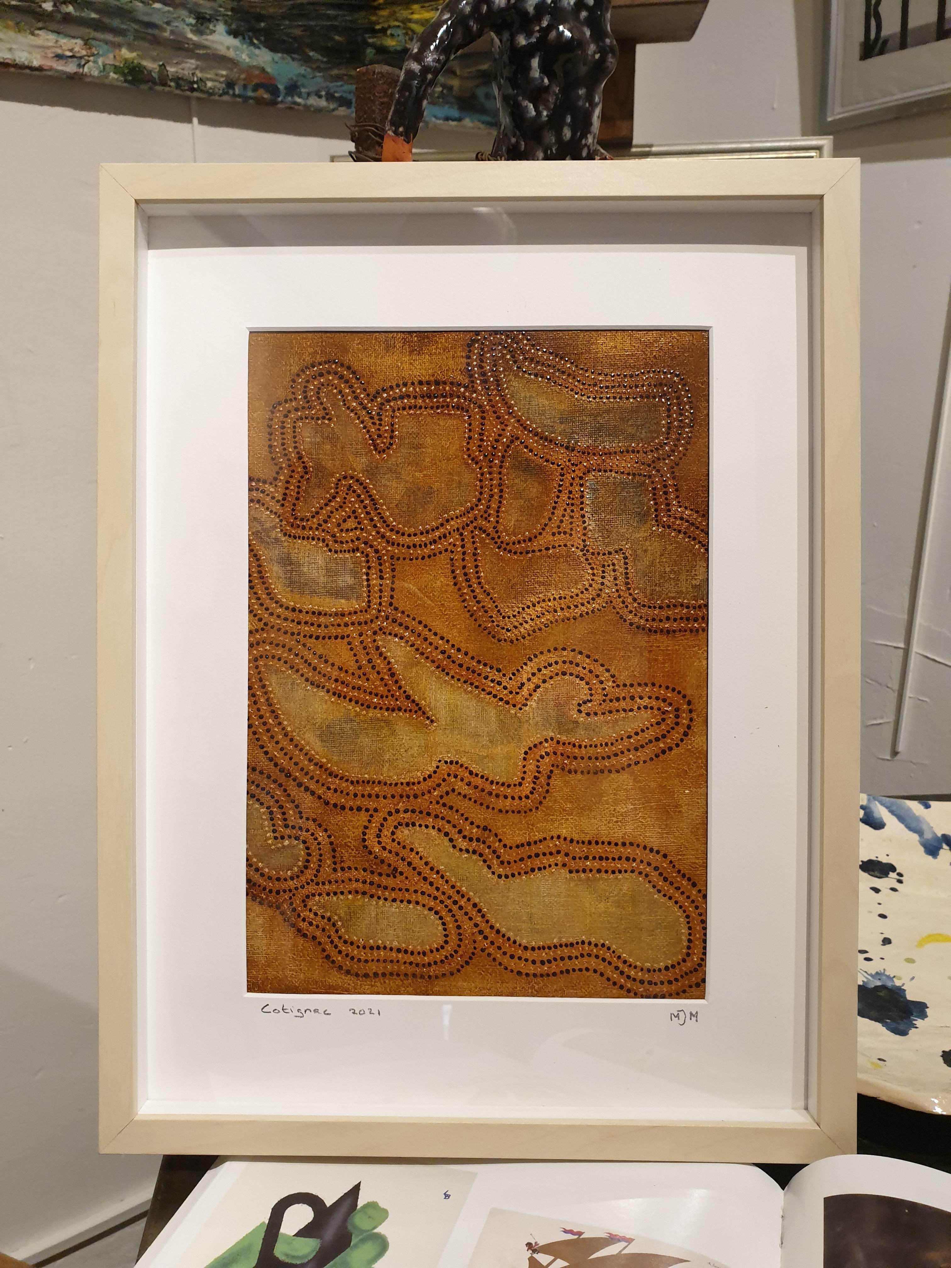 Abstrait contemporain d'inspiration aborigène. - Marron Abstract Painting par Menno Modderman