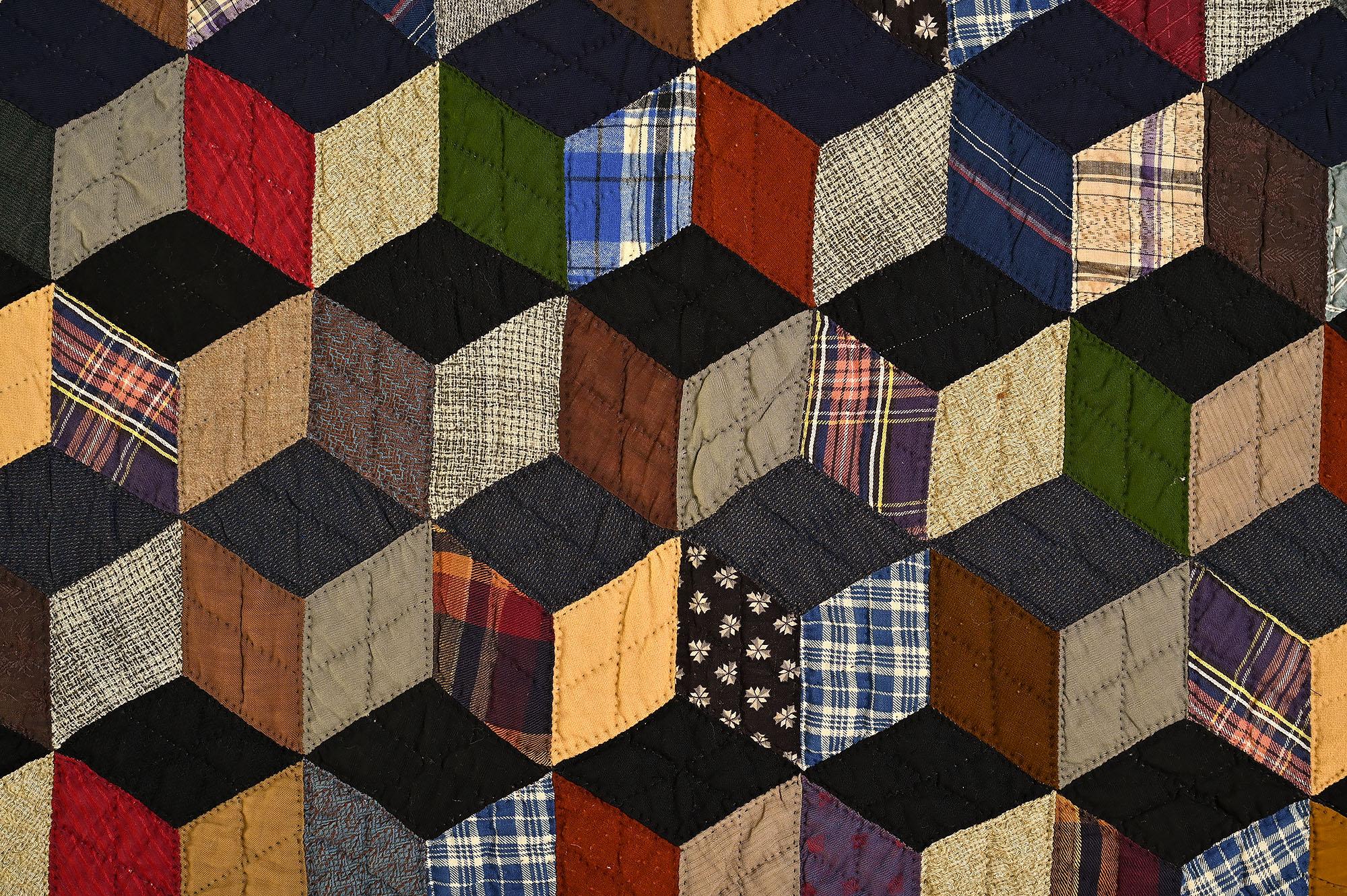 American Mennonite Tumbling Blocks Quilt