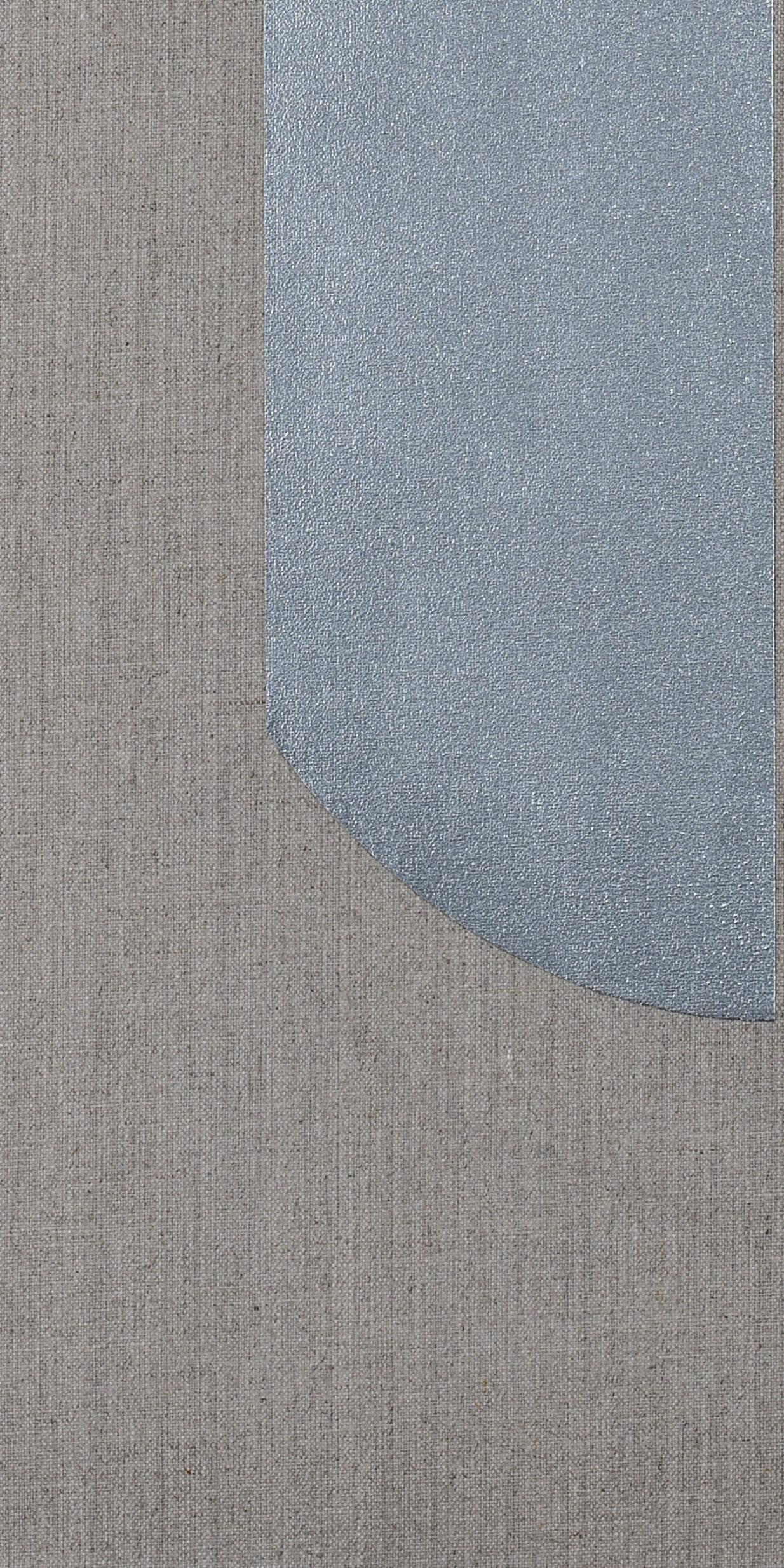 Cylinder, Acrylic on natural linen - Abstract Geometric Painting by Meno Eytan