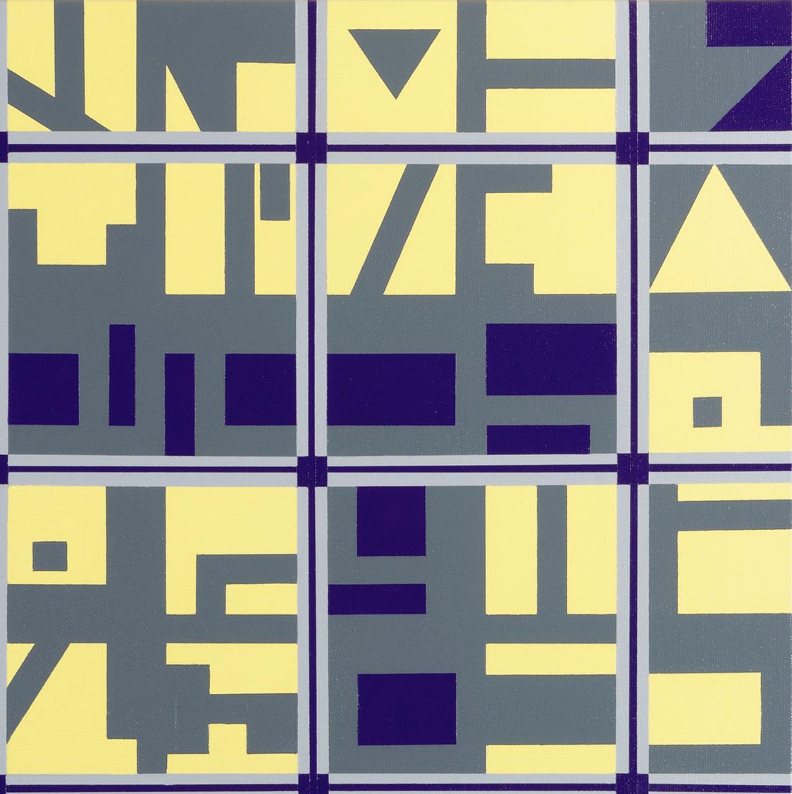 Untitled #236, Acrylic on natural linen - Gray Abstract Painting by Meno Eytan