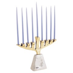 Menorah G046 two Coloured Gold Silver Handmade in Spain Tabletop Candlestick