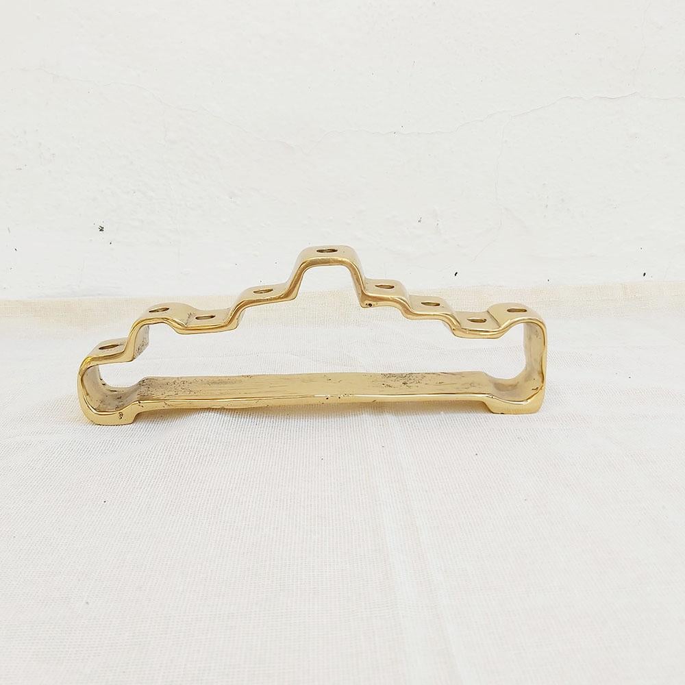 Menorah G048 Abstract Candelabra Cast Brass Gold Coloured Made in Spain For Sale 1