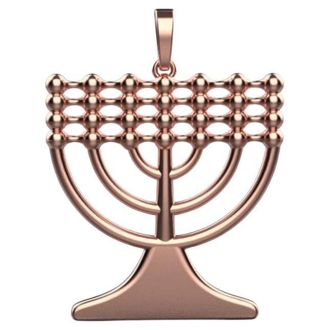 Pendentif Menorah, or rose 18 carats en vente