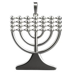 Menorah Pendant, 18K White Gold