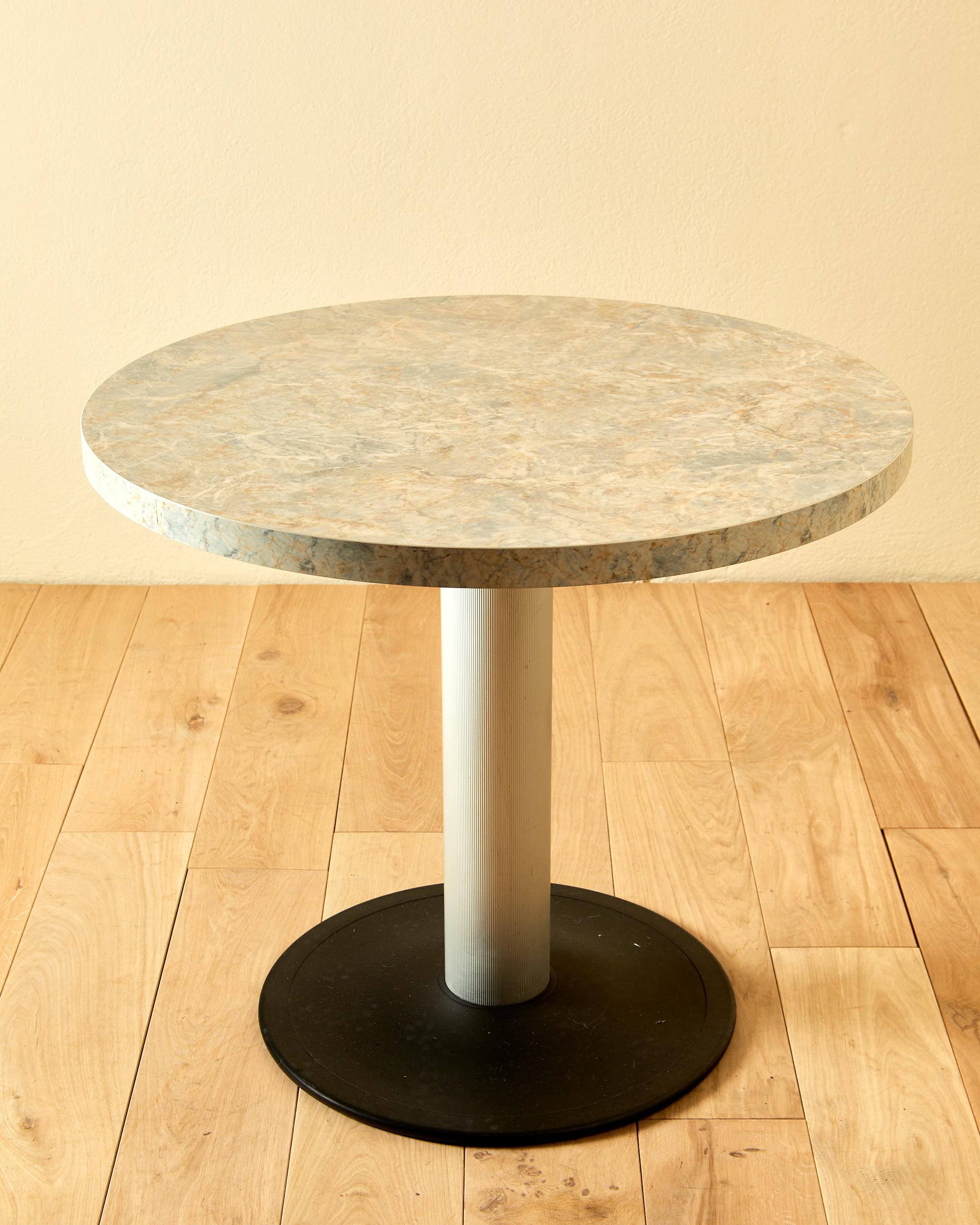 Modern Menphis, Console Table, Iron and Aluminum Base, Formica Top in Marble Imitation
