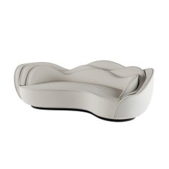 Postmodern Style Black and White Sofa with Wavy Backrest