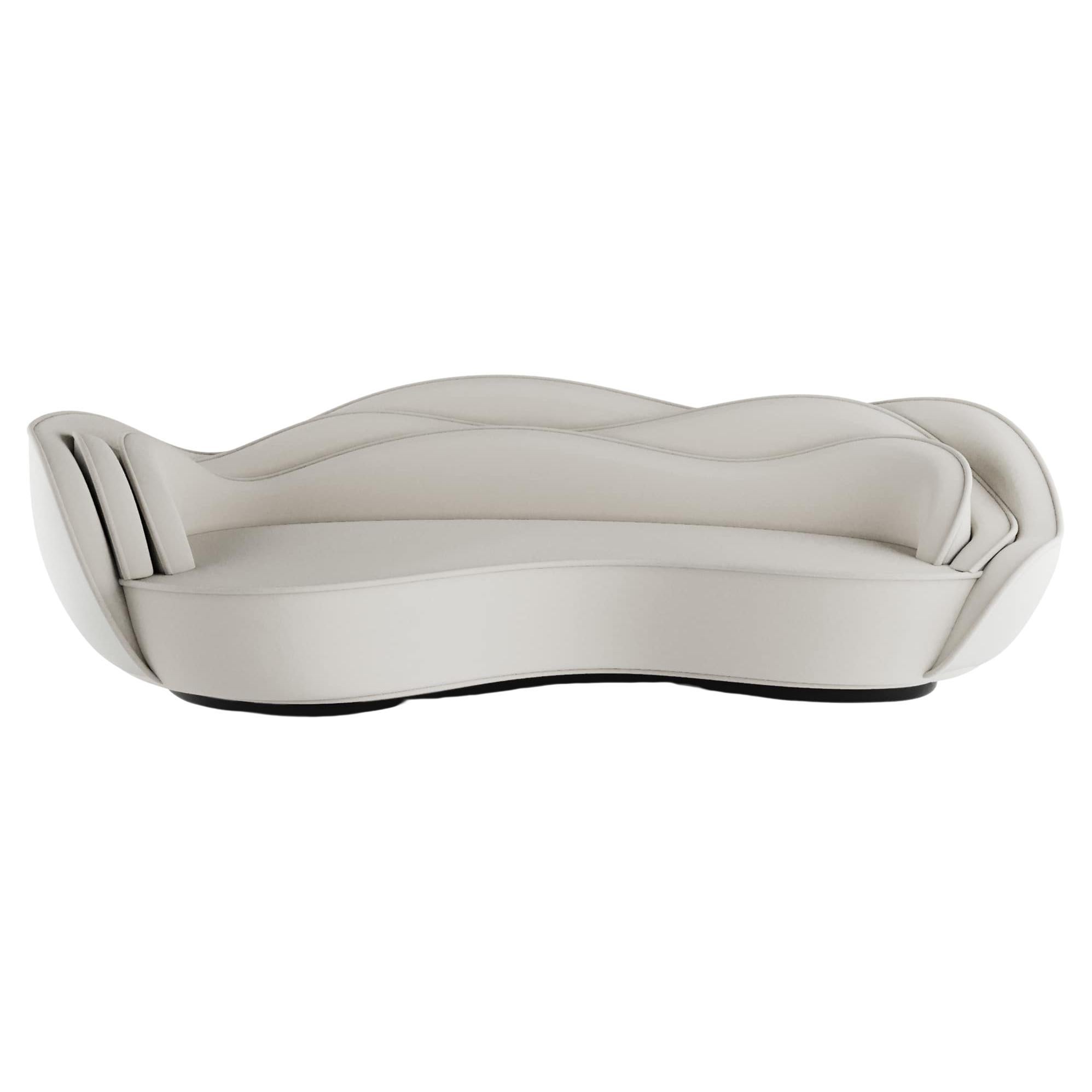 Postmodern Style Black and White Sofa with Wavy Backrest