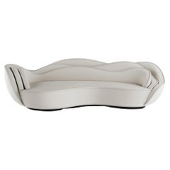 Postmodern Style Black and White Sofa with Wavy Backrest
