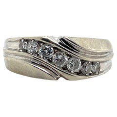 Men's 0.51tcw Diamond and 14k White Gold Contemporary Channel Set Wedding Band
