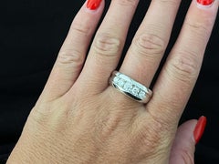Mens 1 Carat 5 Diamond Band Ring 14k White Gold