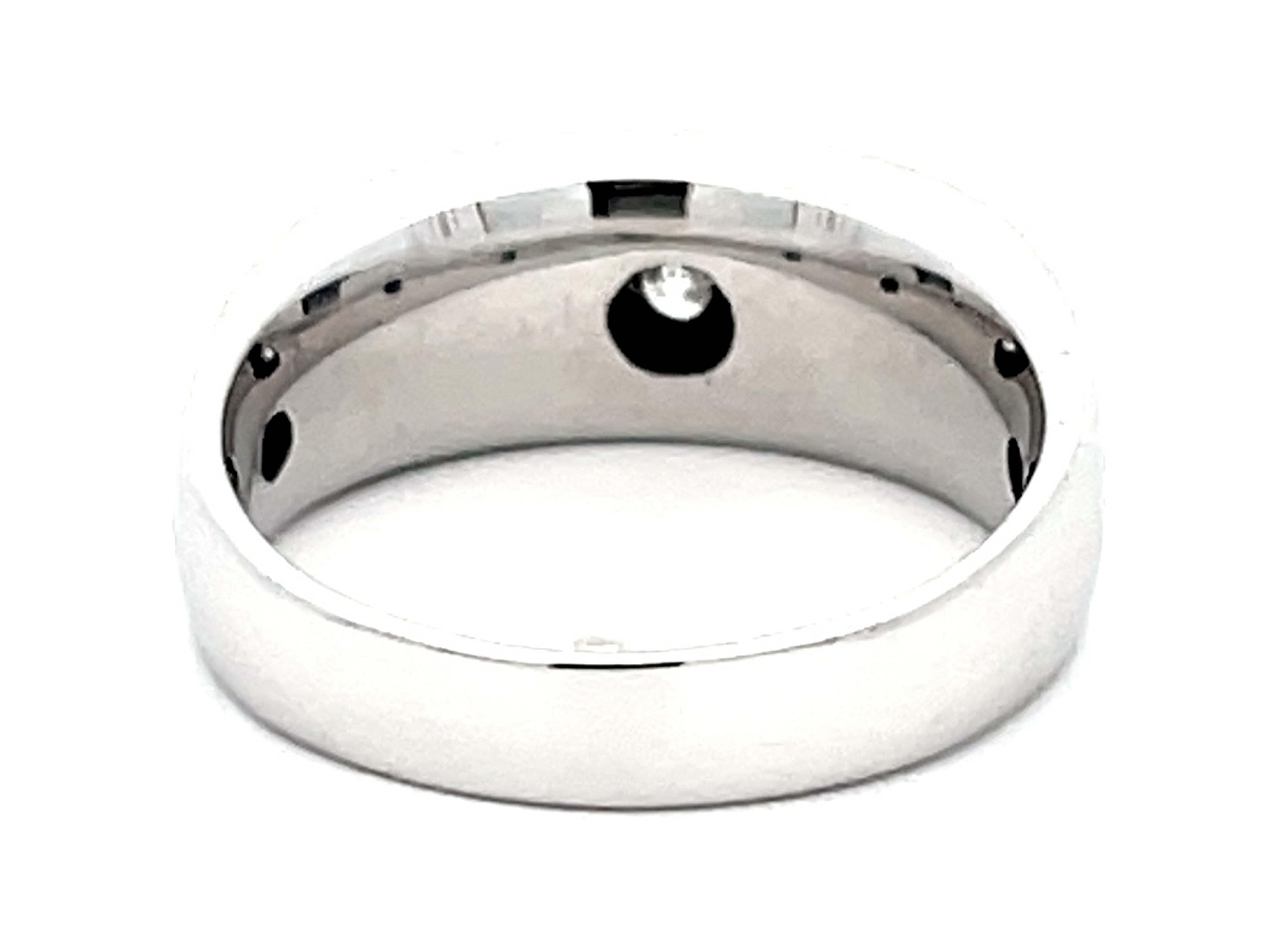 Women's or Men's Mens 1 Carat 5 Diamond Band Ring 14k White Gold For Sale