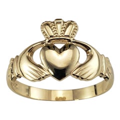 Herren 10 Karat Gelbgold Claddagh Ring Größe 12,75-13 #16860