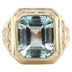 Vintage Men's 10K Gold 5.53ct Aquamarine Ring