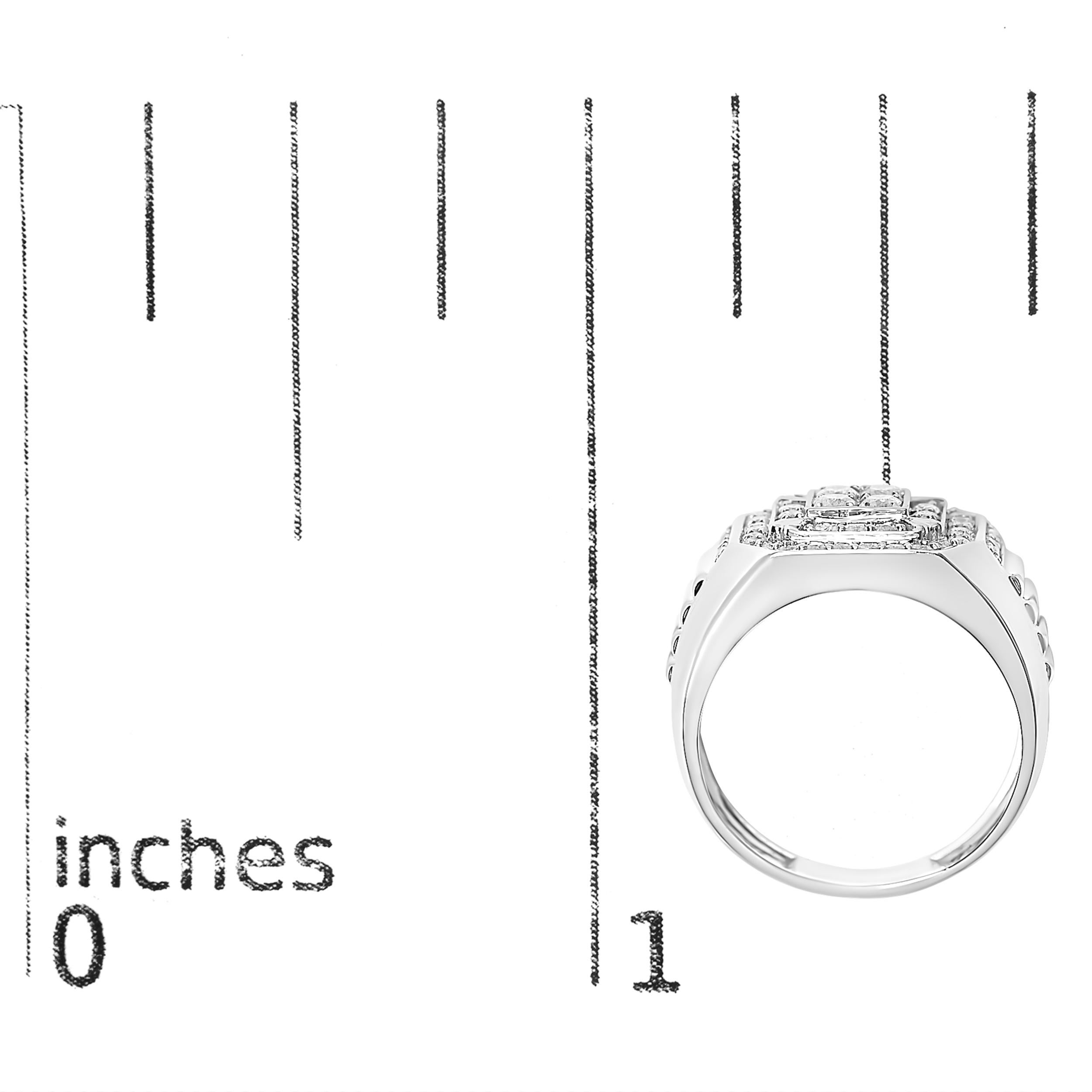 Uomo Anello da uomo in oro bianco 10 carati con diamante da 1,00 ctg. in vendita