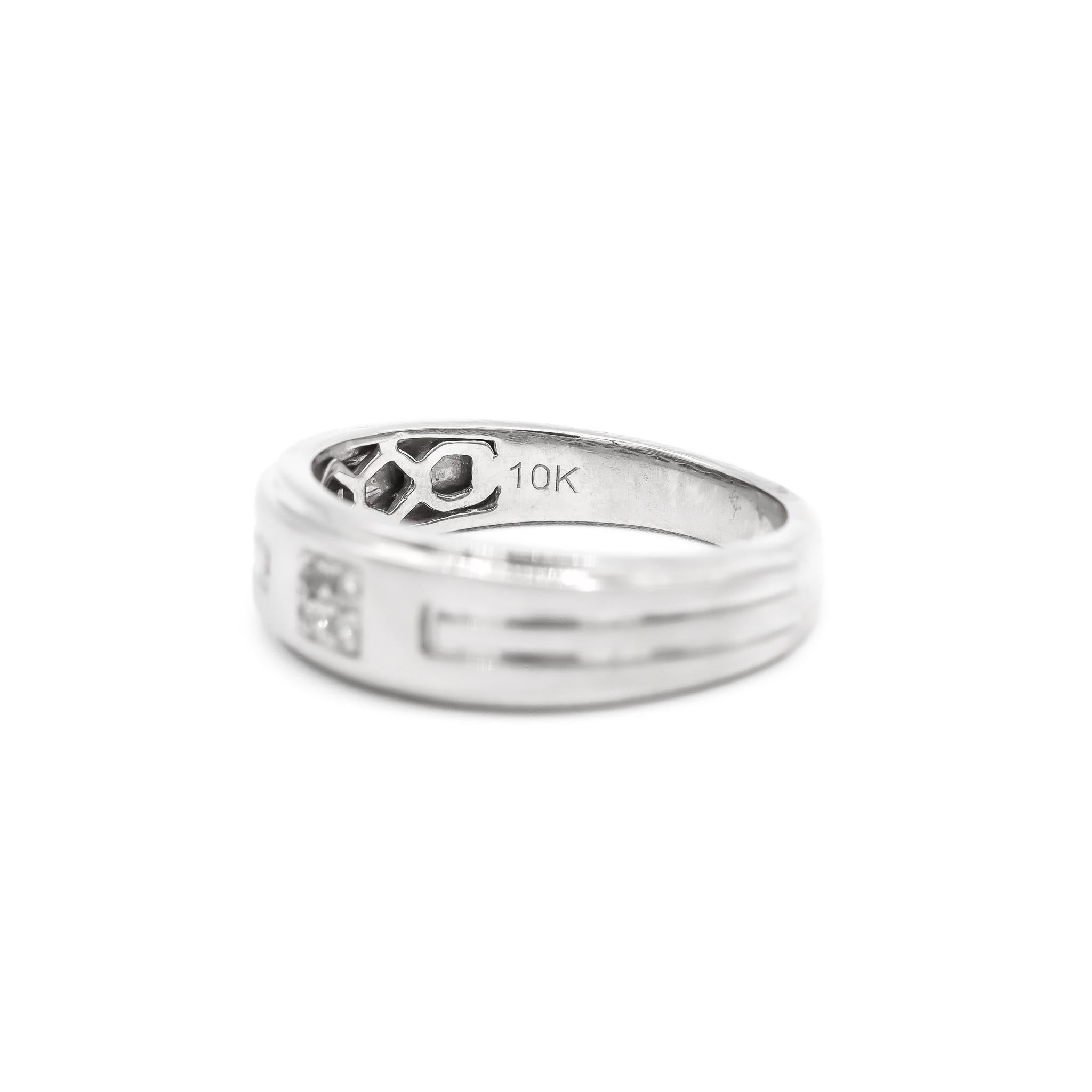 Herren''s 10 Karat Weißgold Diamantband (Rundschliff)