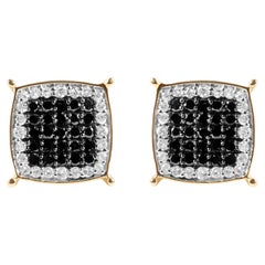 Orecchino da uomo in oro giallo 10K con diamante bianco e nero trattato da 1/2 Cttw
