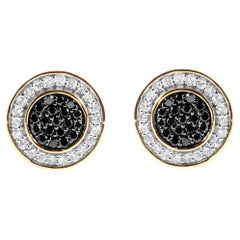 Men
s 10K Yellow Gold 1/3 Carat White and Black Treated Diamond Earring