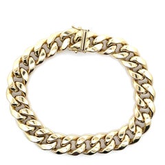 Men's 10k Yellow Gold 12.8mm Wide Puffed Miami Cuban Curb Link Chain Bracelet
