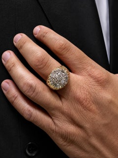 Men's 10k Yellow Gold 2.15ctw Diamond Round Cluster Open Work Ring