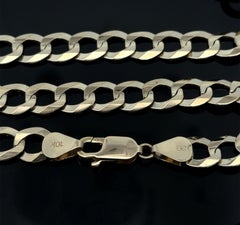 Men's 10k Yellow Gold 26.5" Polished Finish Wide Curb Cuban Link Chain Necklace