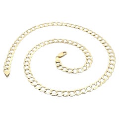 Collier à maillons cubains en or jaune 10k pour hommes, 26,5", finition polie, large bordure