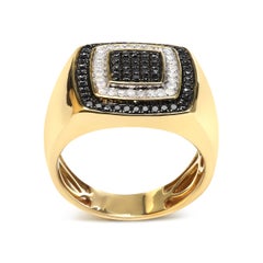 Men's 10K Yellow Gold 3/4 Carat White and Black Treated Diamond Ring Band