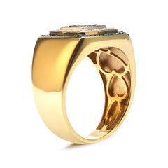 Men's 10K Yellow Gold 3/4 Cttw White and Black Treated Diamond Ring Band