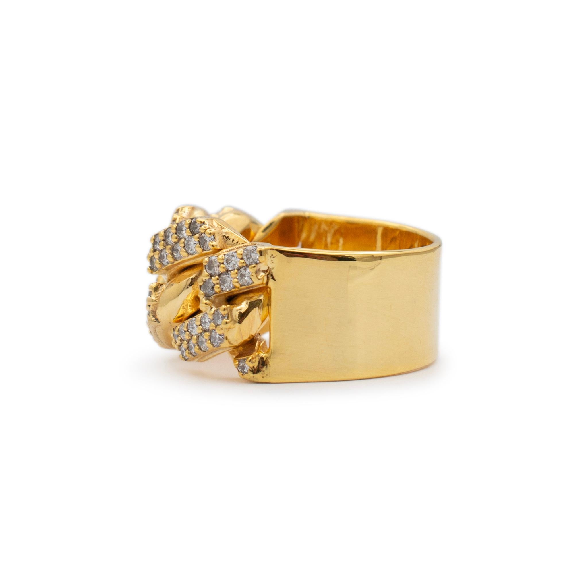 Herren 10K Gelbgold Cuban Link Diamant Cocktail Ring (Rundschliff)