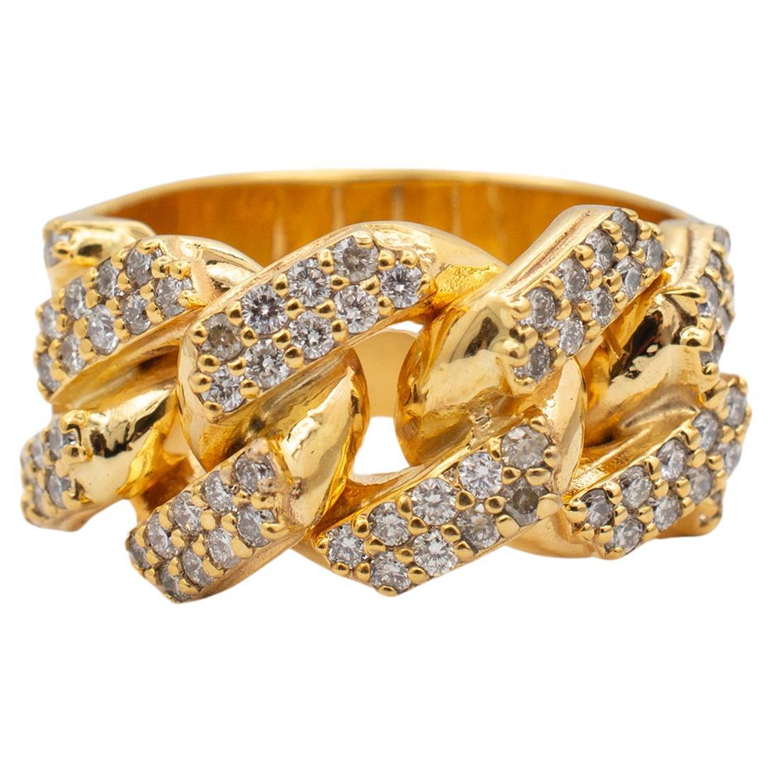 Men’s 10K Yellow Gold Cuban Link Diamond Cocktail Ring