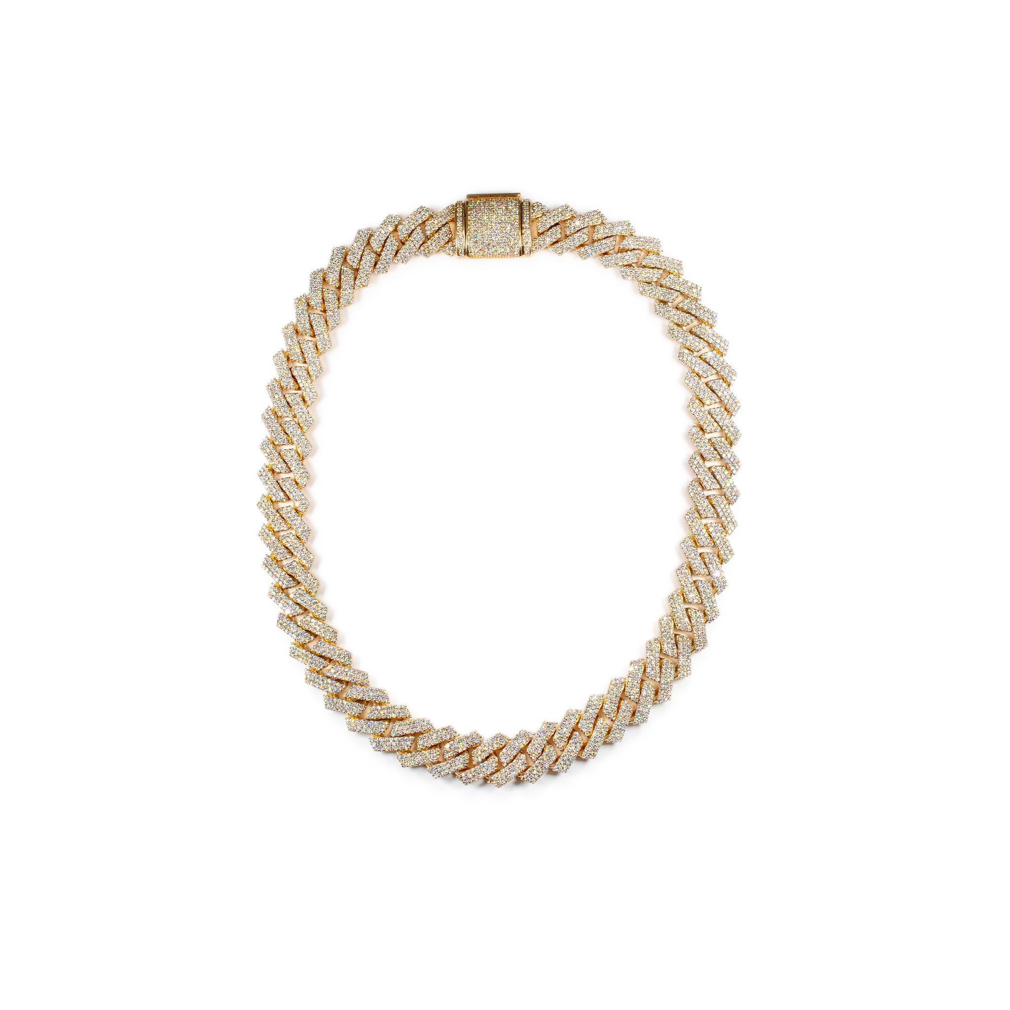 Gender: Ladies

Metal Type: 10K Yellow Gold

Length: 24.00 inches

Width: 20.10 mm

Weight: 338.30 grams

Men's 10K yellow gold single strand diamond necklace.

Pre-owned in excellent condition. Might shows minor signs of wear.

Pavé set in 10 Karat