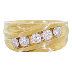 Men's 14 Karat Gold Ring Classic High Quality Multi Diamond Wide Band Size 10.25