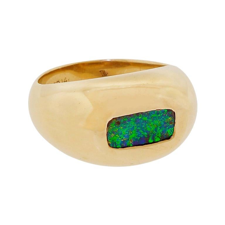 Men's Heavy 14 Karat Gold Ring With Lightning Ridge Black Fire Opal Size  8.75 at 1stDibs | black fire opal ring, australian black opal mens ring, mens  fire opal ring
