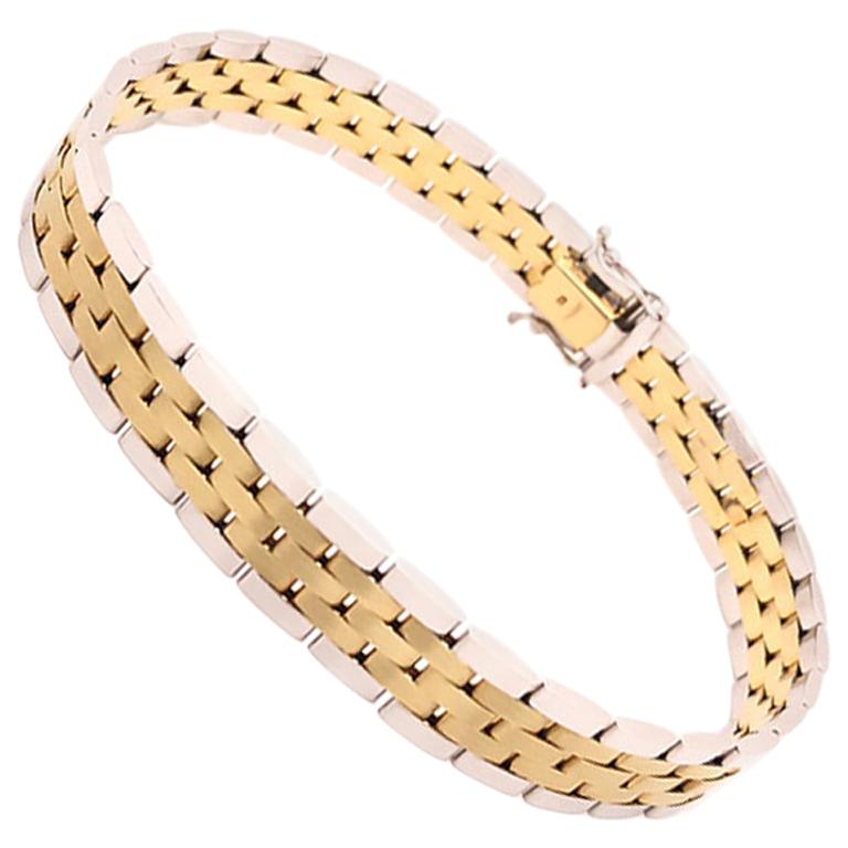 Men's 14 Karat Gold Two-Tone Jubilee Bracelet For Sale