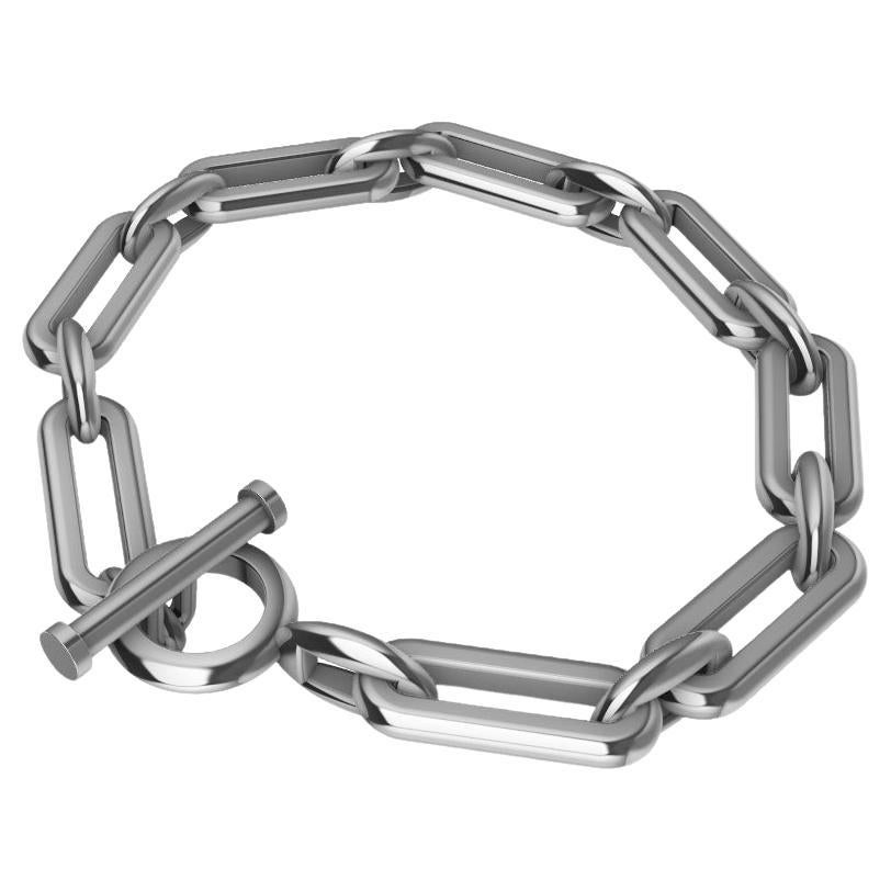 Men's 8 inch 14 Karat White Gold Chain, Tiffany Designer , Thomas Kurilla designed this back in the da. This was hand carved  from wax. Before the cad programs. This weighs approximately 54 grams . The long links are 3/8ths inch wide x 7/8ths long.
