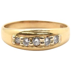 Alianza de boda para hombre en oro amarillo de 14 quilates y 5 diamantes