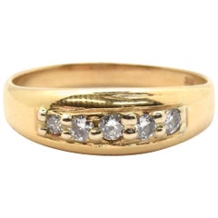 Men's 14 Karat Yellow Gold and 5 Diamond Wedding Band