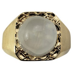 Men's 14 Karat Yellow Gold White Star Sapphire Ring GAI Certified