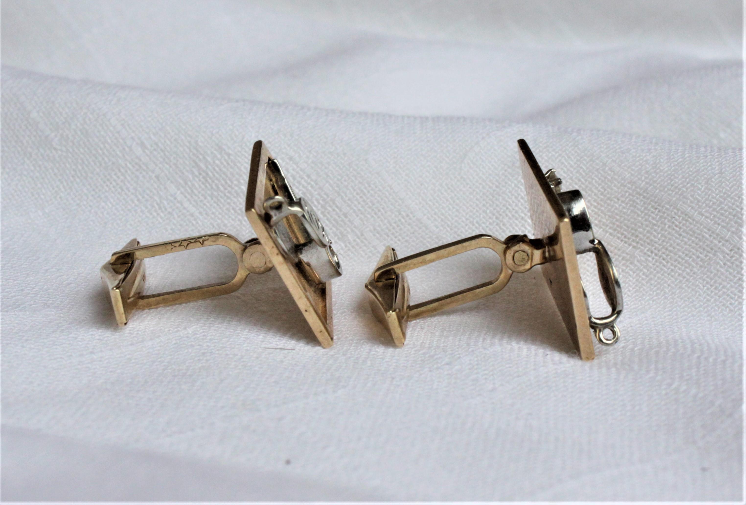 Hand-Crafted Men's 14-Karat Yellow and White Gold and Diamond Cufflinks with Jewelers Tools