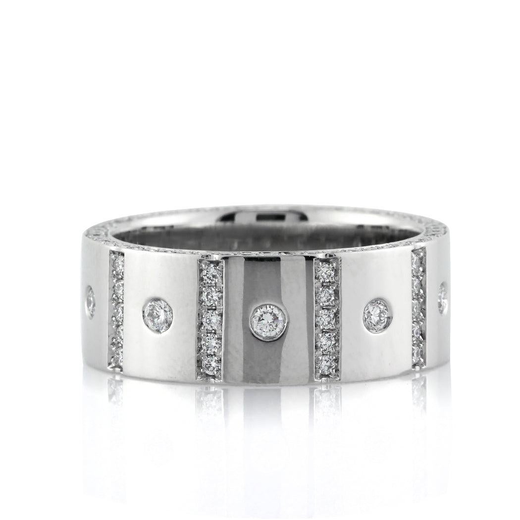 Men
s 1.40ct Round Brilliant Cut Diamond Wedding Band in Platinum 8mm For Sale